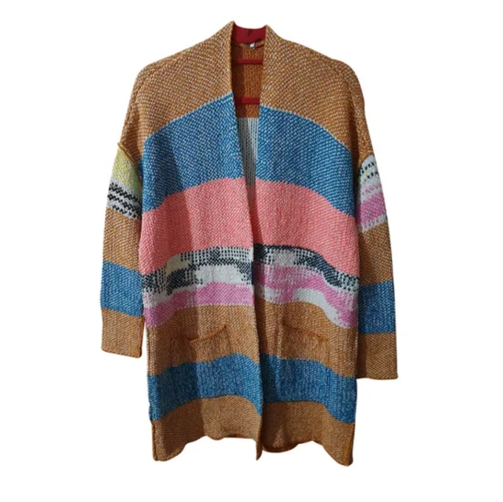 Free people long cardigan sweater colorful
